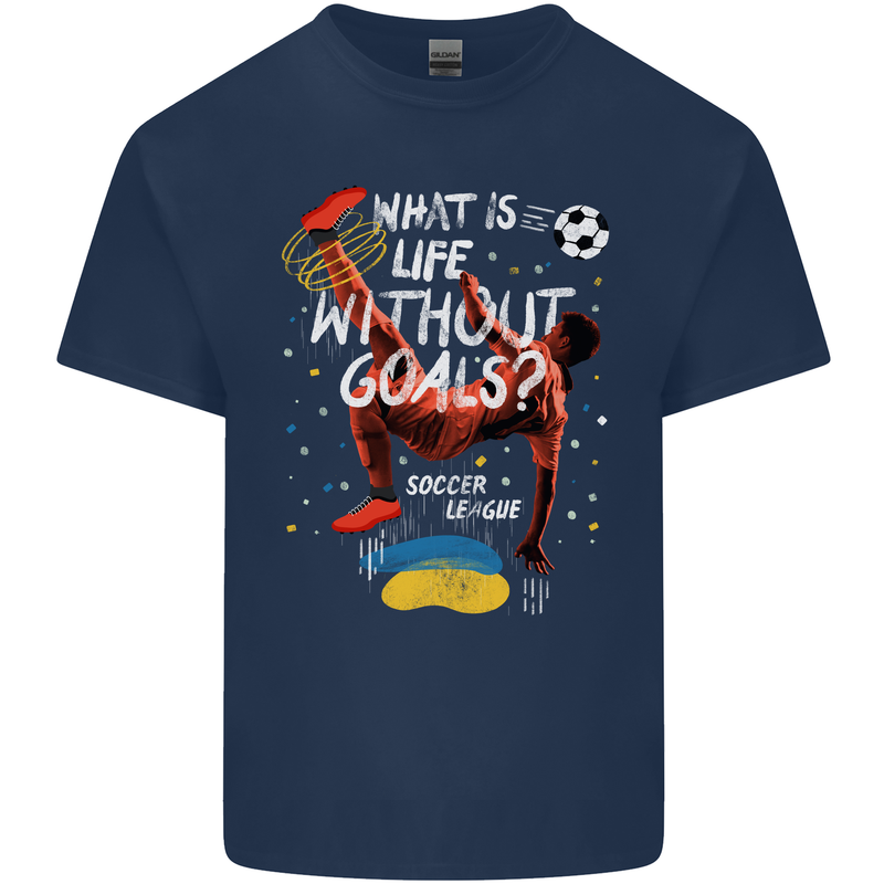 Life Without Goal Football Quote Funny Mens Cotton T-Shirt Tee Top Navy Blue