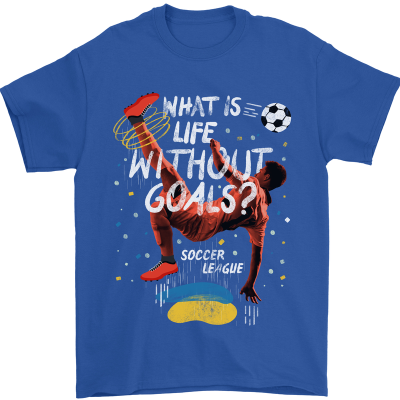 Life Without Goal Football Quote Funny Mens T-Shirt 100% Cotton Royal Blue