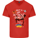 Life Without Goal Football Quote Funny Mens V-Neck Cotton T-Shirt Red