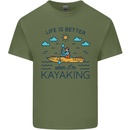 Life is Better When I'm Kayaking Funny Kayak Mens Cotton T-Shirt Tee Top Military Green