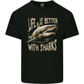 Life is Better With Sharks Kids T-Shirt Childrens Black