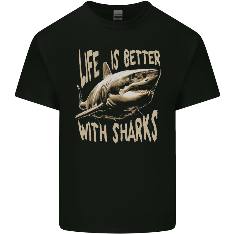 Life is Better With Sharks Kids T-Shirt Childrens Black