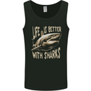Life is Better With Sharks Mens Vest Tank Top Black