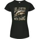 Life is Better With Sharks Womens Petite Cut T-Shirt Black