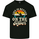 Life is Better on the River Kayak Kayaking Canoe Mens Cotton T-Shirt Tee Top Black