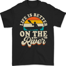 Life is Better on the River Kayak Kayaking Canoe Mens Gildan Cotton T-Shirt Black