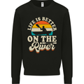 Life is Better on the River Kayak Kayaking Canoe Mens Sweatshirt Jumper Black