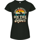 Life is Better on the River Kayak Kayaking Canoe Womens Petite Cut T-Shirt Black