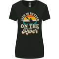 Life is Better on the River Kayak Kayaking Canoe Womens Wider Cut T-Shirt Black