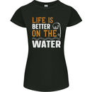 Life is Better on the Water Funny Fishing Womens Petite Cut T-Shirt Black