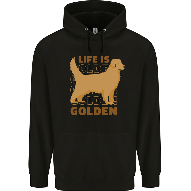 Life is Golden Retriever Dog Mens 80% Cotton Hoodie Black