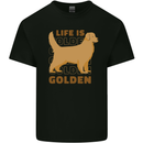 Life is Golden Retriever Dog Mens Cotton T-Shirt Tee Top Black