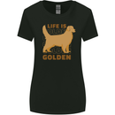Life is Golden Retriever Dog Womens Wider Cut T-Shirt Black