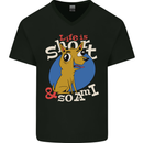 Life is Short Chihuahua Dog Mens V-Neck Cotton T-Shirt Black