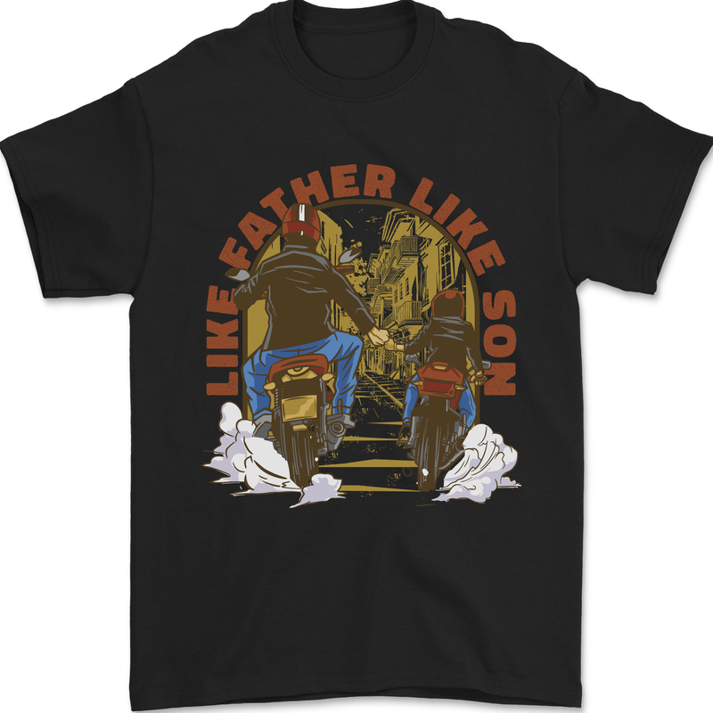 Like Father Son Biker Motorcycle Motorbike Mens T-Shirt 100% Cotton Black