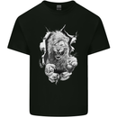 Lion Ripping Through the Fabric Mens Cotton T-Shirt Tee Top Black