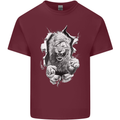 Lion Ripping Through the Fabric Mens Cotton T-Shirt Tee Top Maroon