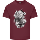 Lion Ripping Through the Fabric Mens Cotton T-Shirt Tee Top Maroon