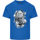Lion Ripping Through the Fabric Mens Cotton T-Shirt Tee Top Royal Blue