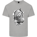 Lion Ripping Through the Fabric Mens Cotton T-Shirt Tee Top Sports Grey