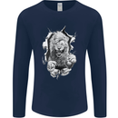 Lion Ripping Through the Fabric Mens Long Sleeve T-Shirt Navy Blue
