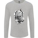 Lion Ripping Through the Fabric Mens Long Sleeve T-Shirt Sports Grey