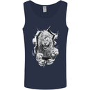 Lion Ripping Through the Fabric Mens Vest Tank Top Navy Blue