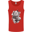 Lion Ripping Through the Fabric Mens Vest Tank Top Red