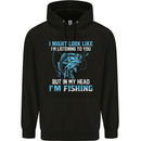 Listening to You Funny Fishing Fisherman Childrens Kids Hoodie Black