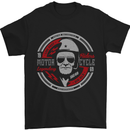 a black t - shirt with an image of a man in a motorcycle helmet