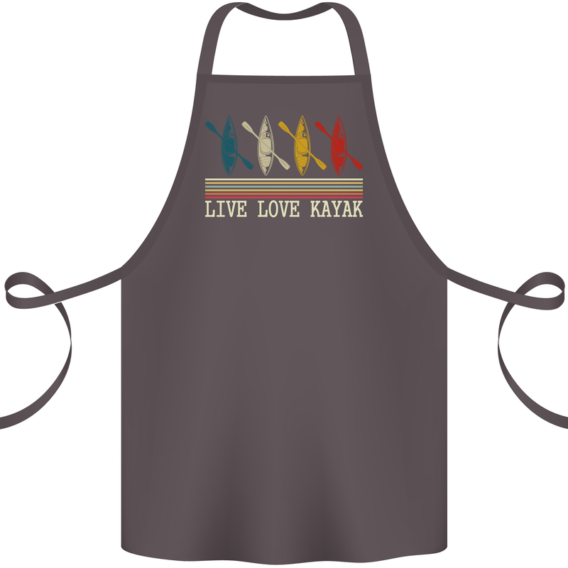 Live Love Kayak Retro Kayaking Design Cotton Apron 100% Organic Dark Grey