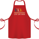 Live Love Kayak Retro Kayaking Design Cotton Apron 100% Organic Red