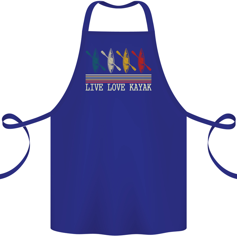 Live Love Kayak Retro Kayaking Design Cotton Apron 100% Organic Royal Blue