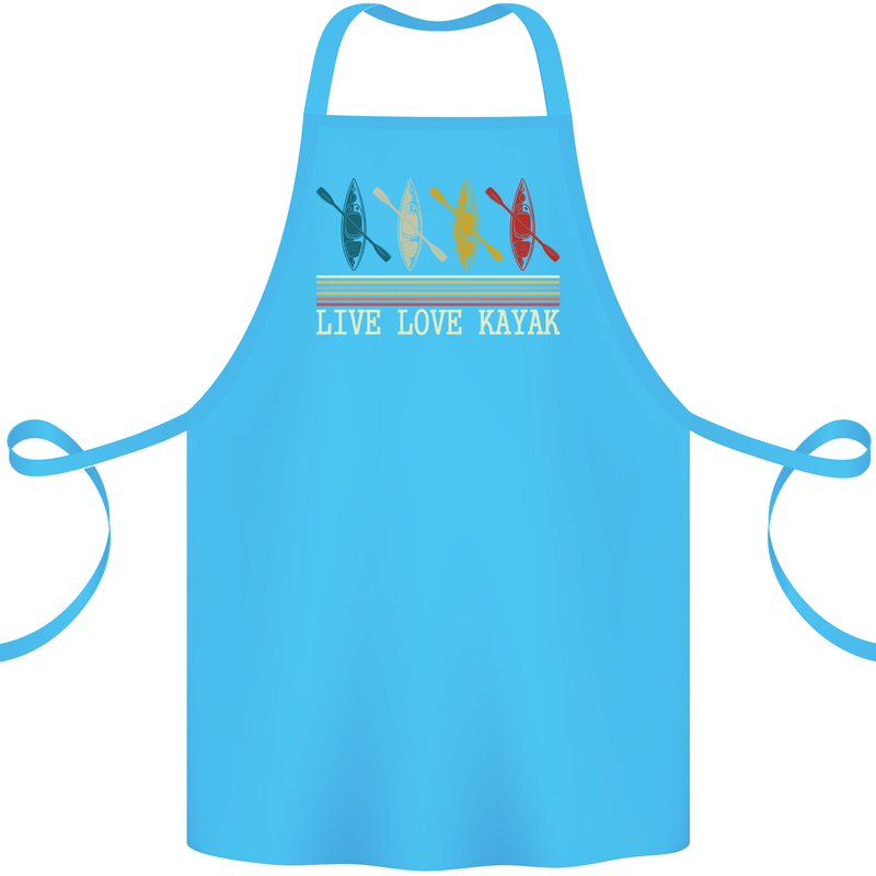 Live Love Kayak Retro Kayaking Design Cotton Apron 100% Organic Turquoise
