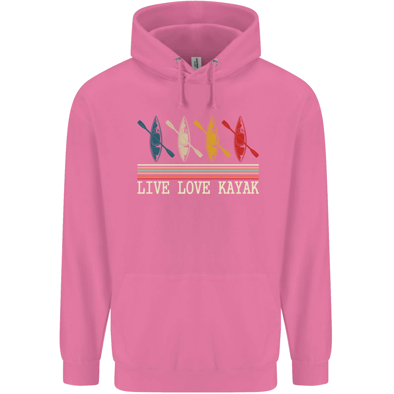 Live Love Kayak Retro Kayaking Design Mens 80% Cotton Hoodie Azelea