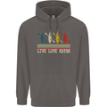 Live Love Kayak Retro Kayaking Design Mens 80% Cotton Hoodie Charcoal
