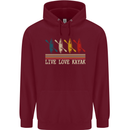 Live Love Kayak Retro Kayaking Design Mens 80% Cotton Hoodie Maroon