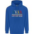 Live Love Kayak Retro Kayaking Design Mens 80% Cotton Hoodie Royal Blue