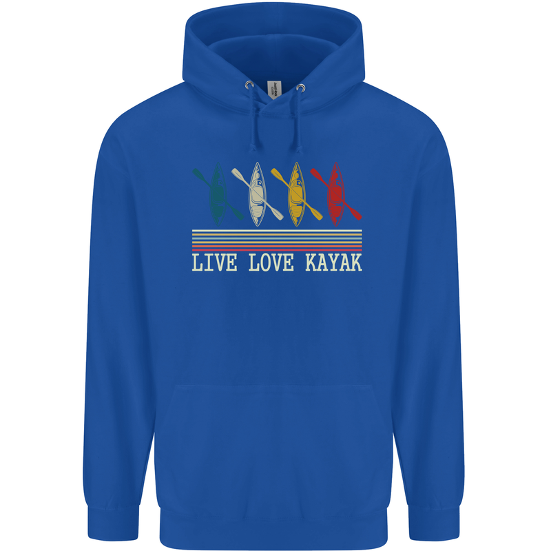 Live Love Kayak Retro Kayaking Design Mens 80% Cotton Hoodie Royal Blue