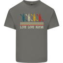 Live Love Kayak Retro Kayaking Design Mens Cotton T-Shirt Tee Top Charcoal