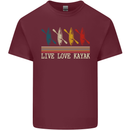 Live Love Kayak Retro Kayaking Design Mens Cotton T-Shirt Tee Top Maroon