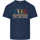 Live Love Kayak Retro Kayaking Design Mens Cotton T-Shirt Tee Top Navy Blue