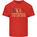 Live Love Kayak Retro Kayaking Design Mens Cotton T-Shirt Tee Top Red