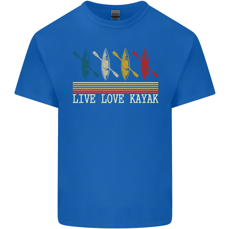 Live Love Kayak Retro Kayaking Design Mens Cotton T-Shirt Tee Top Royal Blue