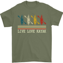 Live Love Kayak Retro Kayaking Design Mens T-Shirt 100% Cotton Military Green