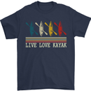 Live Love Kayak Retro Kayaking Design Mens T-Shirt 100% Cotton Navy Blue