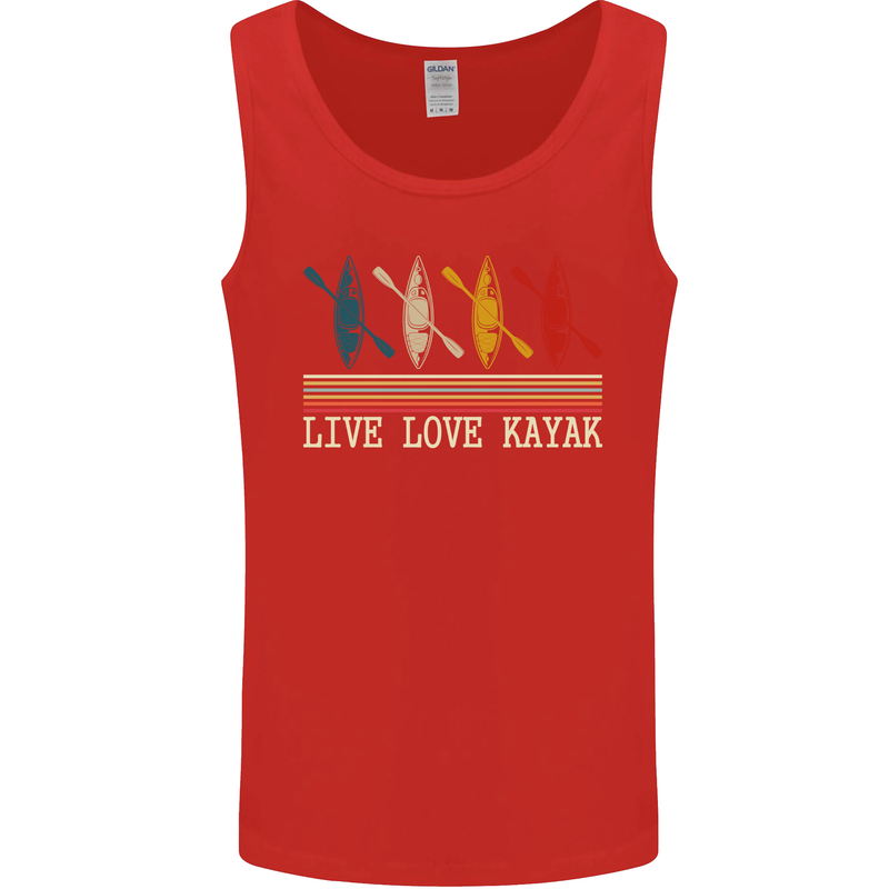 Live Love Kayak Retro Kayaking Design Mens Vest Tank Top Red