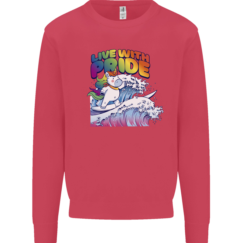 Live With Pride Unicorn Gay Pride Awareness LGBT Kids Sweatshirt Jumper Heliconia