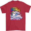 Live With Pride Unicorn Gay Pride Awareness LGBT Mens T-Shirt 100% Cotton Red