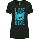 Live & Let Dive Funny Scuba Diving Diver Womens Wider Cut T-Shirt Black
